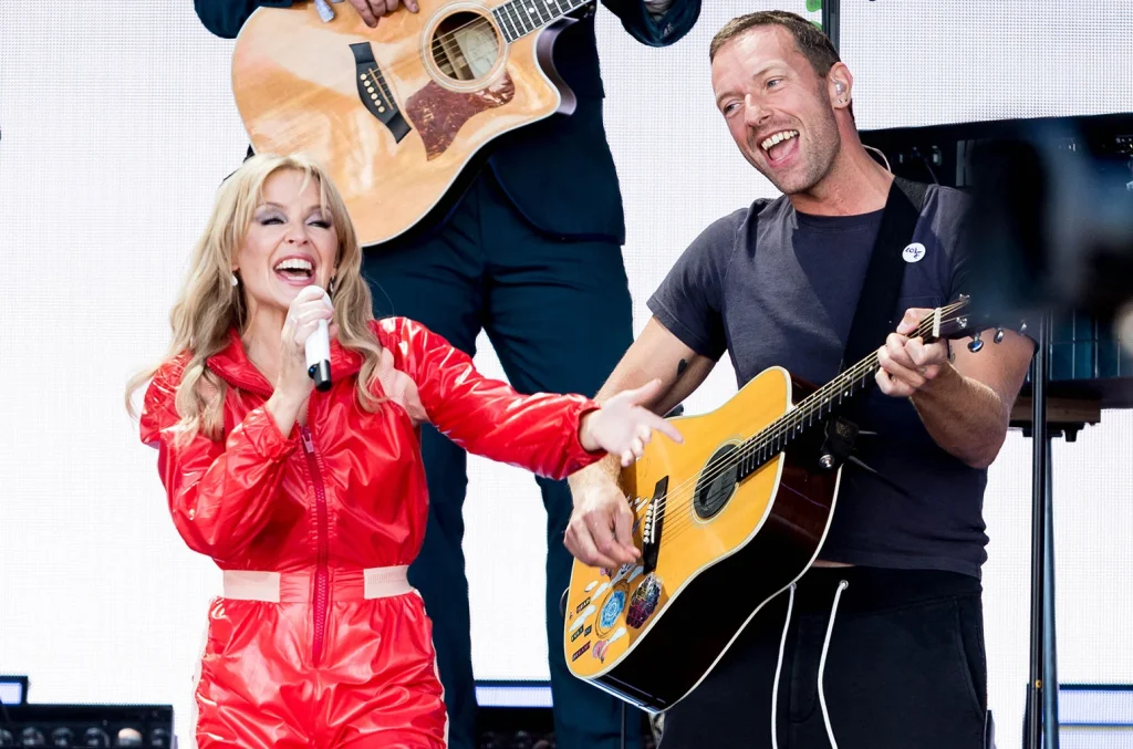 Kylie mInogue and Chris Martin of Coldplay